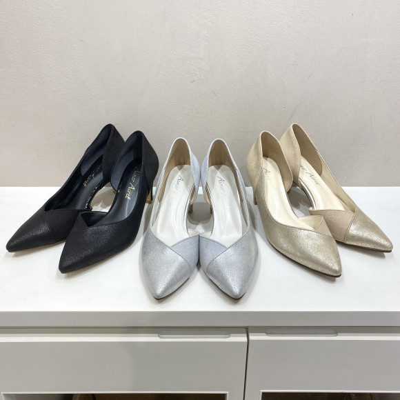 ＊コンビ素材スクエアヒールパンプス＊