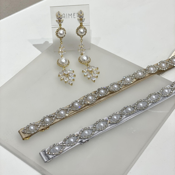 ＊ビジュー×パールのウエストベルト＊