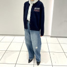 フォックス刺繍　クルーネックカーデ