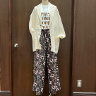 シャドウフラワープリント イージーパンツ