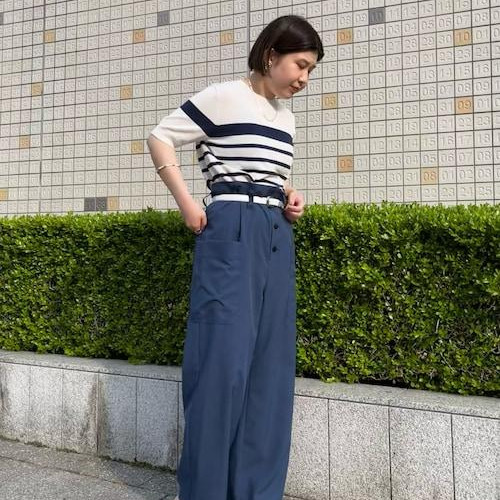 ボーダーのサマーニットで爽やか...