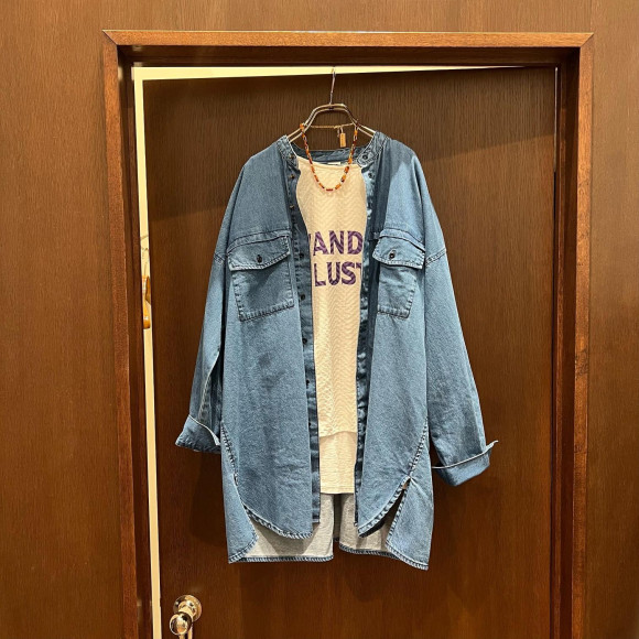 6ozデニム　ビッグシャツ