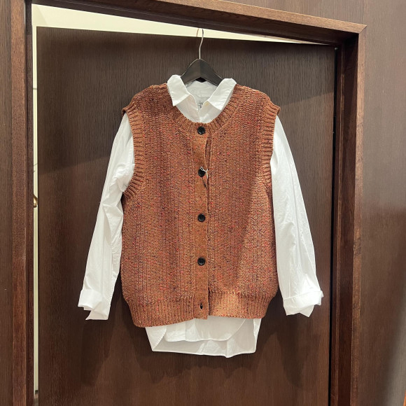 ツイード編みニット　ショートベスト