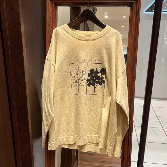 BI-COLOR FLOWERS PT クルーネックTEE