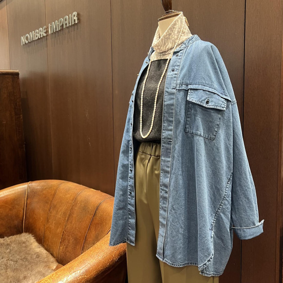 6ozデニム　ビッグシャツ