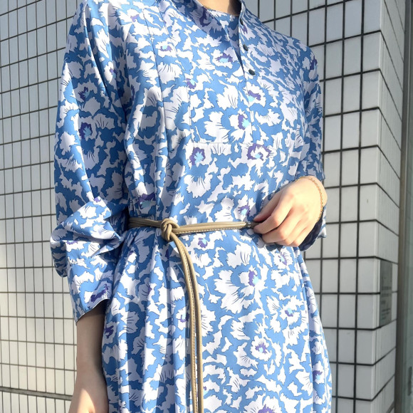 パンジープリント　マチ付きワンピース