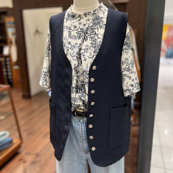 ファンシーサマーツイード　丈長ジレ