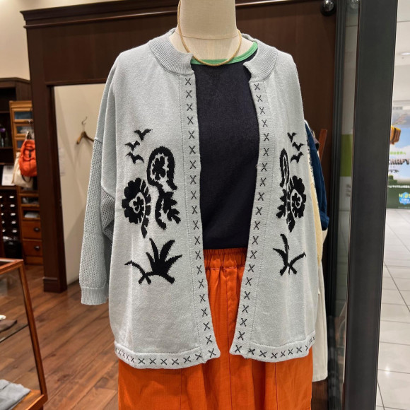 メキシカンジャガード　ワイドカーディガン