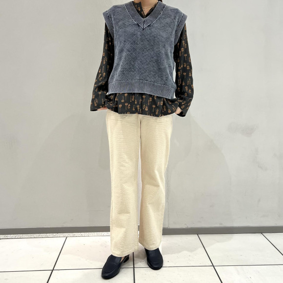アッシュドウォッシュコットン　V開きベスト
