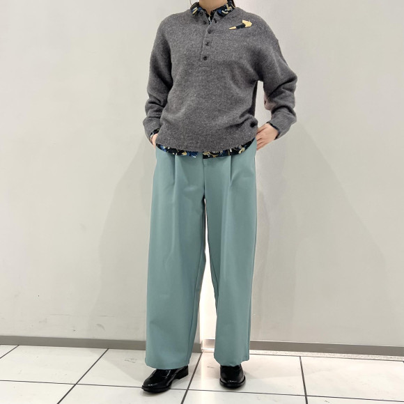 アルパカ混ソフトスラブ　ヘンリーネックP/O