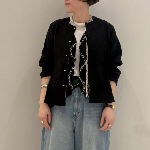 麻×レーヨンショートジャケット