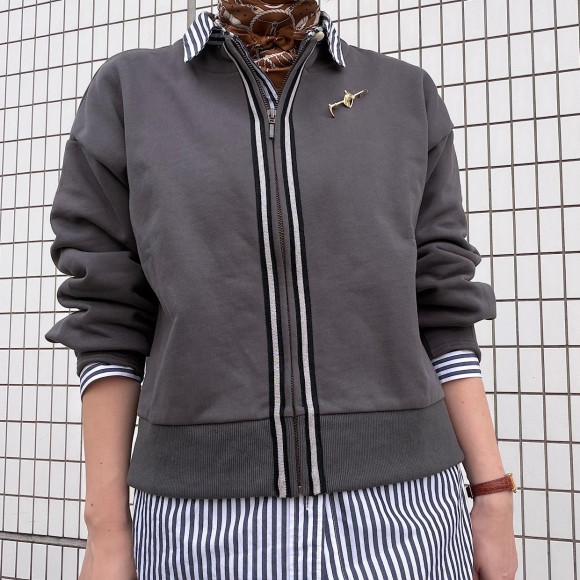 裏毛ジップカーデ