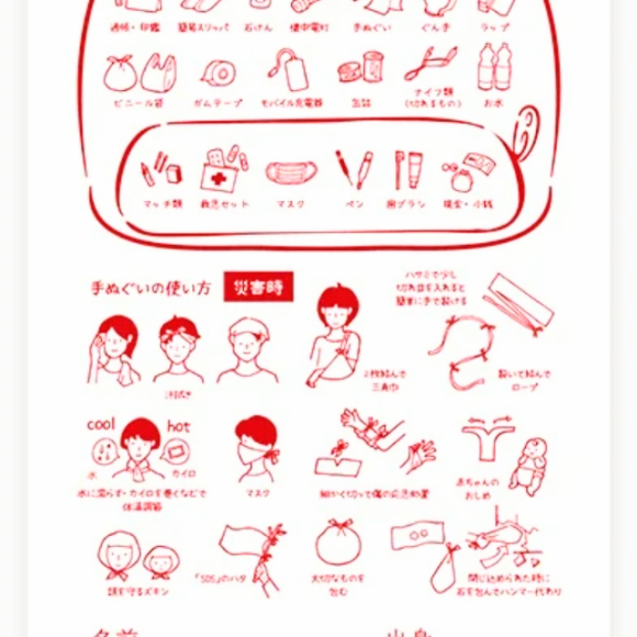 防災の心得手ぬぐい